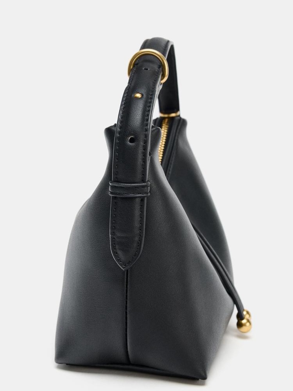 Zara Slouchy Vegan Leather Handbag with Gold Bead Accents - Picture 2 of 8